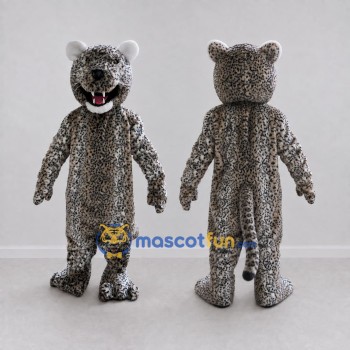 Custom Gray Black and White Spotted Cat Mascot Costume Adult Full Body Suit for Wildlife Events