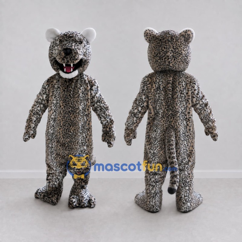 Custom Gray Black and White Spotted Cat Mascot Costume Adult Full Body Suit for Wildlife Events