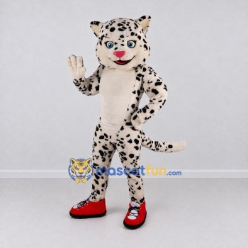 Custom White and Black Spotted Cat in Sneakers Mascot Costume Adult Full Body Suit for School Events Custom White and Black Spotted Cat in Sneakers Mascot Costume Adult Full Body Suit for School Events