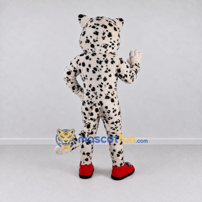 Custom White and Black Spotted Cat in Sneakers Mascot Costume Adult Full Body Suit for School Events Custom White and Black Spotted Cat in Sneakers Mascot Costume Adult Full Body Suit for School Events