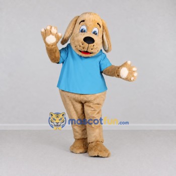 Custom Tan and Blue Dog in T Shirt Mascot Costume Adult Full Body Suit for Pet Events