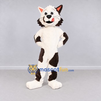 Custom White and Brown Cat Mascot Costume Adult Full Body Suit for Pet Events Custom White and Brown Cat Mascot Costume Adult Full Body Suit for Pet Events