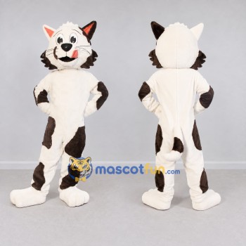 Custom White and Brown Cat Mascot Costume Adult Full Body Suit for Pet Events