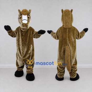 Custom Brown and White Horse Mascot Costume Adult Full Body Suit for Community Events