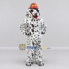 Custom White Black and Red Dalmatian Firefighter Mascot Costume Adult Full Body Suit for Community Events Custom White Black and Red Dalmatian Firefighter Mascot Costume Adult Full Body Suit for Community Events