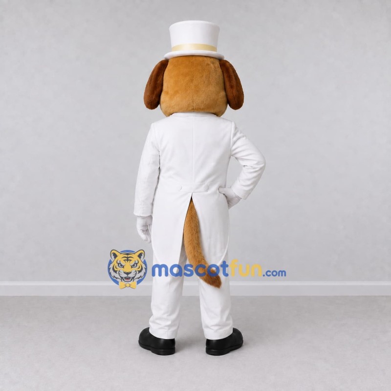 Custom Tan and White Dog in Tuxedo Mascot Costume Adult Full Body Suit for Themed Parties