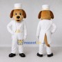 Custom Tan and White Dog in Tuxedo Mascot Costume Adult Full Body Suit for Themed Parties