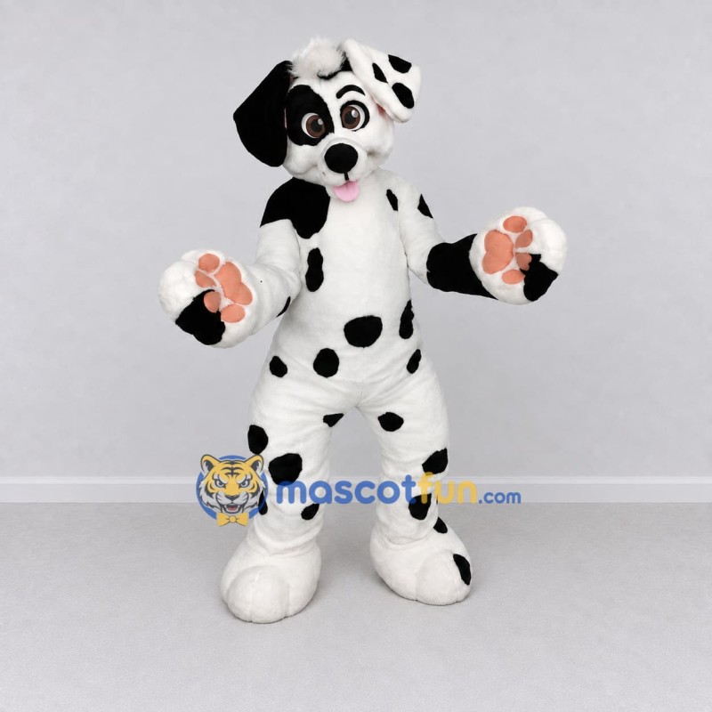 Custom White and Black Dalmatian Dog Mascot Costume Adult Full Body Suit for Pet Events Custom White and Black Dalmatian Dog Mascot Costume Adult Full Body Suit for Pet Events