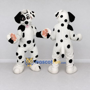 Custom White and Black Dalmatian Dog Mascot Costume Adult Full Body Suit for Pet Events
