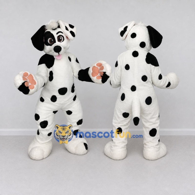 Custom White and Black Dalmatian Dog Mascot Costume Adult Full Body Suit for Pet Events Custom White and Black Dalmatian Dog Mascot Costume Adult Full Body Suit for Pet Events