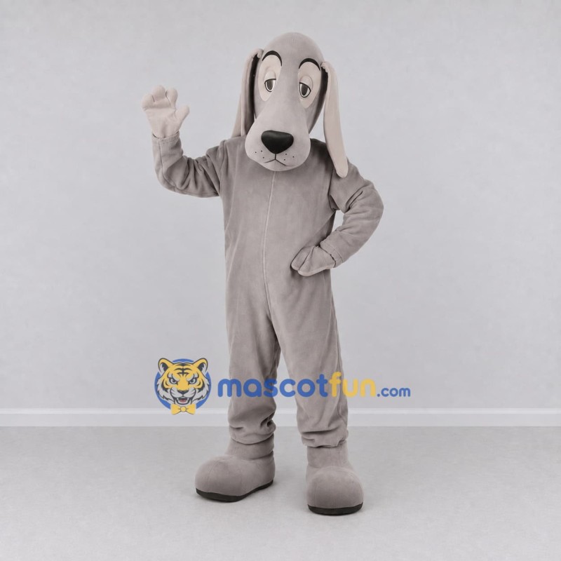 Custom Gray Long Eared Dog Mascot Costume Adult Full Body Suit for Pet Events Custom Gray Long Eared Dog Mascot Costume Adult Full Body Suit for Pet Events