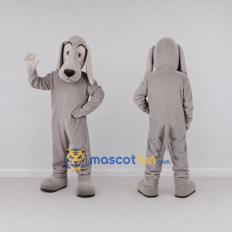 Custom Gray Long Eared Dog Mascot Costume Adult Full Body Suit for Pet Events Custom Gray Long Eared Dog Mascot Costume Adult Full Body Suit for Pet Events