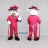 Custom White and Pink Bulldog in Suit Mascot Costume Adult Full Body Suit for Themed Parties Custom White and Pink Bulldog in Suit Mascot Costume Adult Full Body Suit for Themed Parties