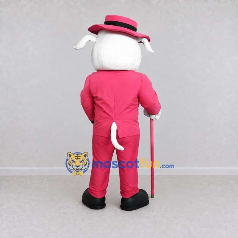 Custom White and Pink Bulldog in Suit Mascot Costume Adult Full Body Suit for Themed Parties Custom White and Pink Bulldog in Suit Mascot Costume Adult Full Body Suit for Themed Parties