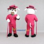 Custom White and Pink Bulldog in Suit Mascot Costume Adult Full Body Suit for Themed Parties