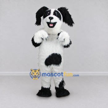 Custom White and Black Dog Mascot Costume Adult Full Body Suit for Pet Events Custom White and Black Dog Mascot Costume Adult Full Body Suit for Pet Events