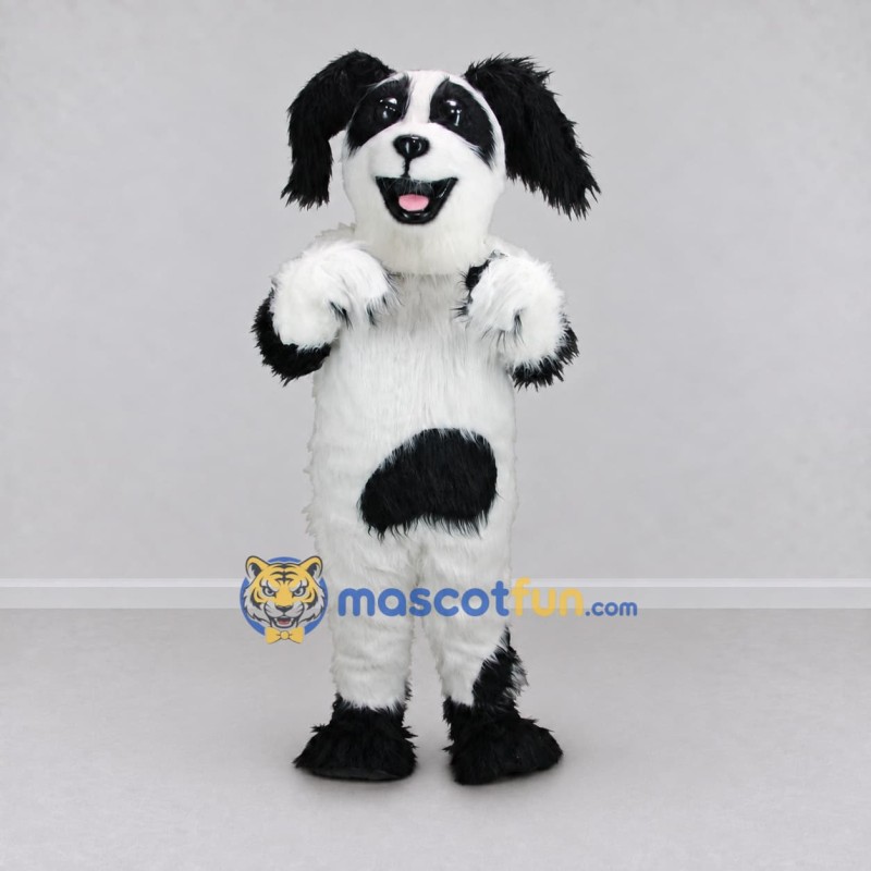 Custom White and Black Dog Mascot Costume Adult Full Body Suit for Pet Events Custom White and Black Dog Mascot Costume Adult Full Body Suit for Pet Events