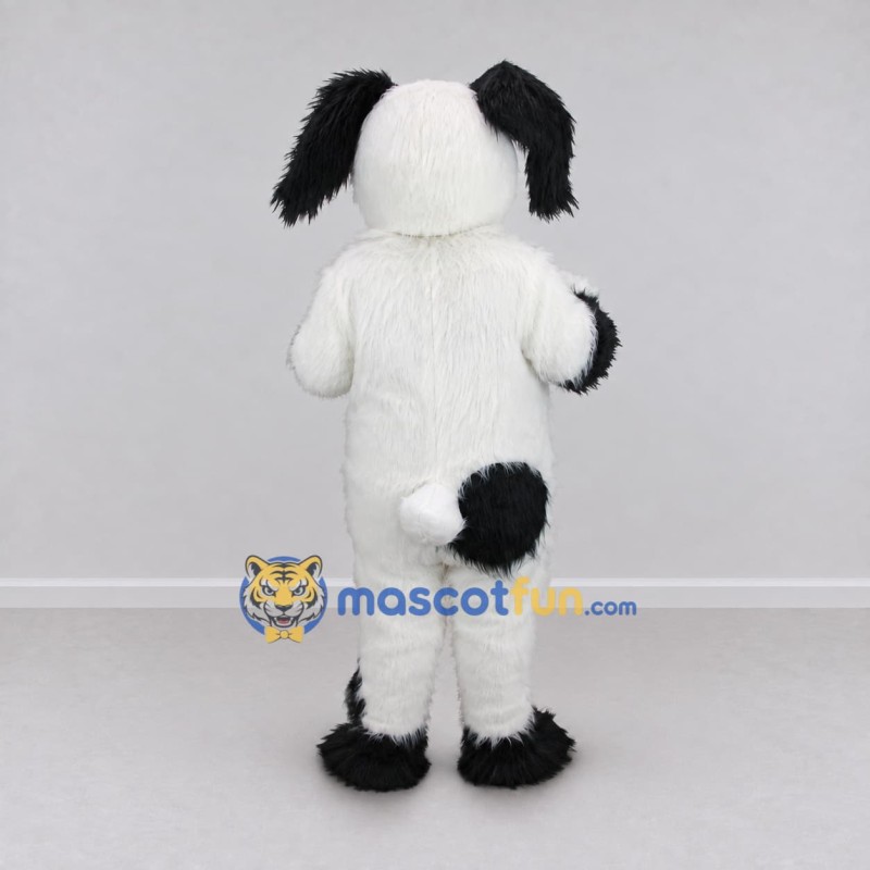 Custom White and Black Dog Mascot Costume Adult Full Body Suit for Pet Events Custom White and Black Dog Mascot Costume Adult Full Body Suit for Pet Events
