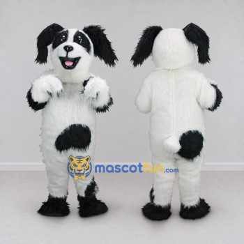 Custom White and Black Dog Mascot Costume Adult Full Body Suit for Pet Events