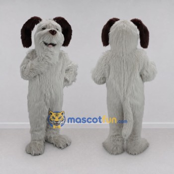 Custom White and Brown Shaggy Dog Mascot Costume Adult Full Body Suit for Pet Events