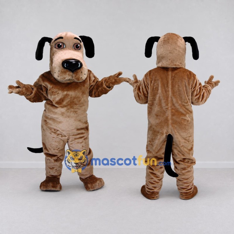 Custom Tan and Black Dog Mascot Costume Adult Full Body Suit for Pet Events Custom Tan and Black Dog Mascot Costume Adult Full Body Suit for Pet Events