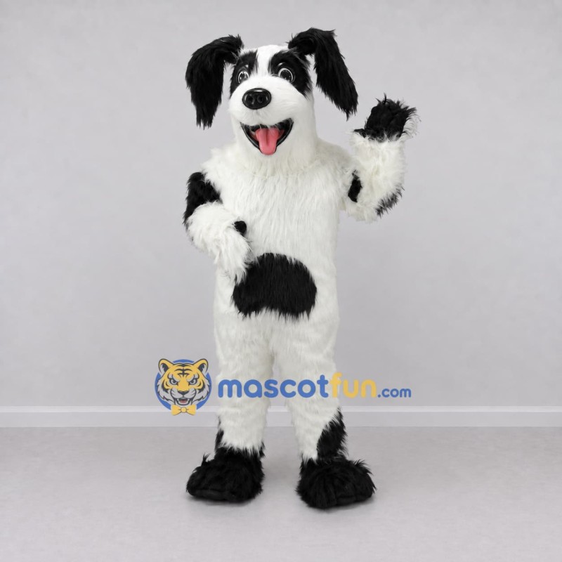 Custom White and Black Dog Mascot Costume Adult Full Body Suit for Pet Events Custom White and Black Dog Mascot Costume Adult Full Body Suit for Pet Events