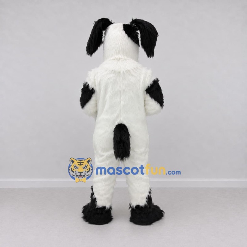 Custom White and Black Dog Mascot Costume Adult Full Body Suit for Pet Events Custom White and Black Dog Mascot Costume Adult Full Body Suit for Pet Events