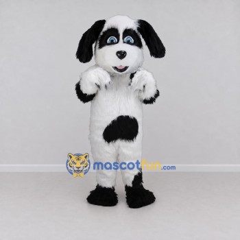 Custom White and Black Dog Mascot Costume Adult Full Body Suit for Pet Events Custom White and Black Dog Mascot Costume Adult Full Body Suit for Pet Events