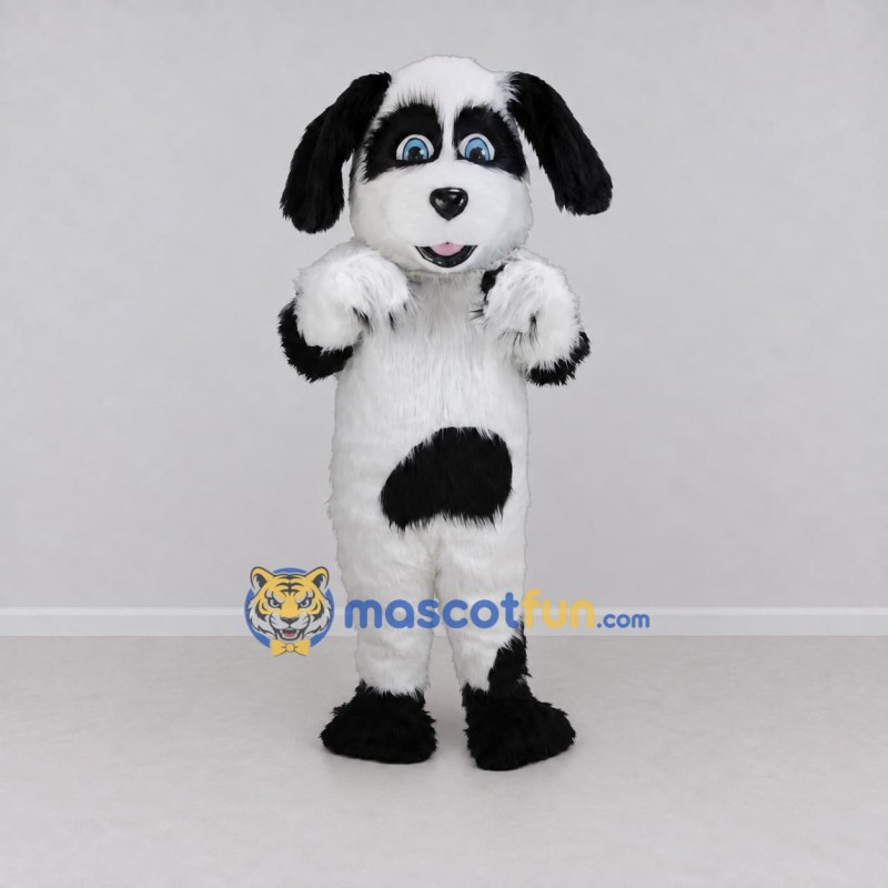 Custom White and Black Dog Mascot Costume Adult Full Body Suit for Pet Events Custom White and Black Dog Mascot Costume Adult Full Body Suit for Pet Events