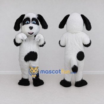 Custom White and Black Dog Mascot Costume Adult Full Body Suit for Pet Events