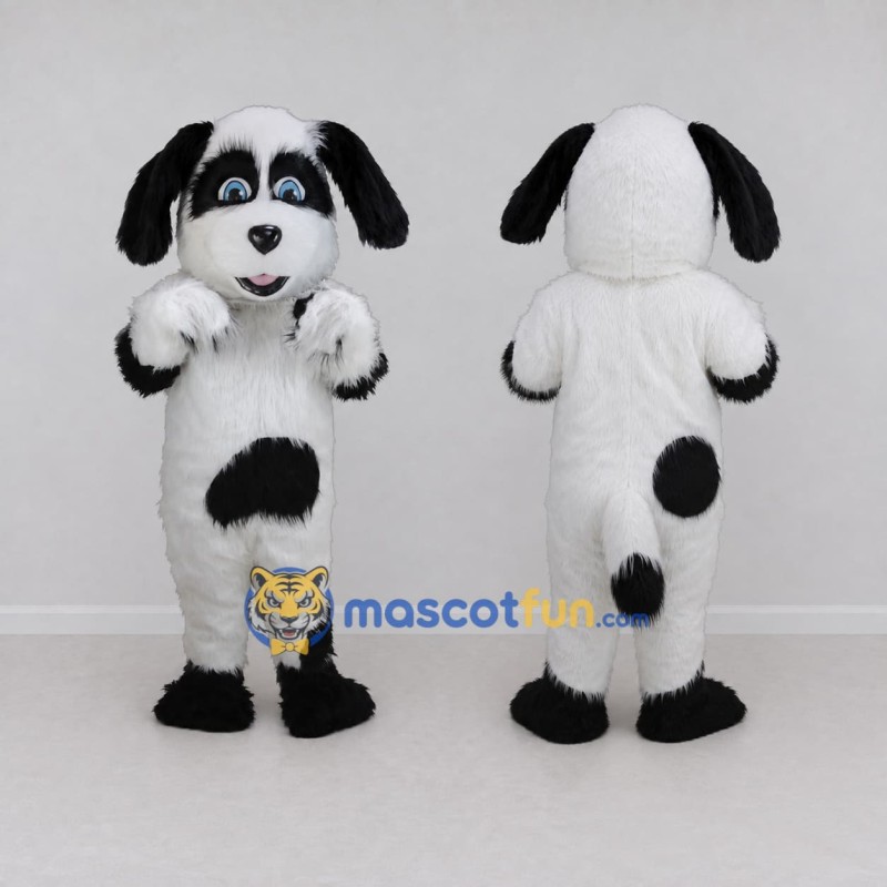 Custom White and Black Dog Mascot Costume Adult Full Body Suit for Pet Events Custom White and Black Dog Mascot Costume Adult Full Body Suit for Pet Events