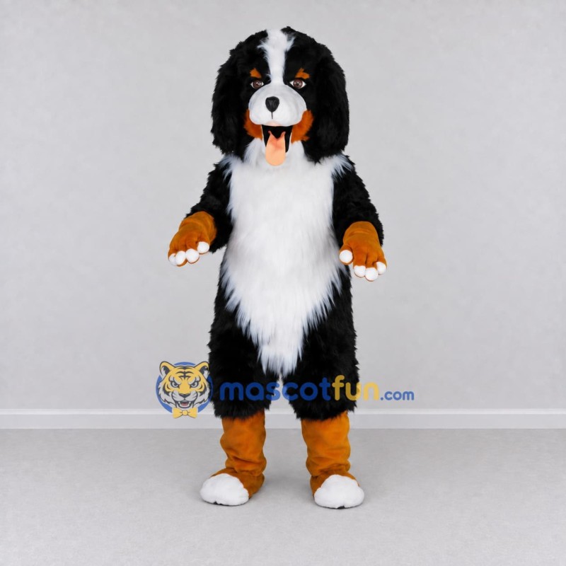 Custom Black Brown and White Bernese Mountain Dog Mascot Costume Adult Full Body Suit for Pet Events Custom Black Brown and White Bernese Mountain Dog Mascot Costume Adult Full Body Suit for Pet Events