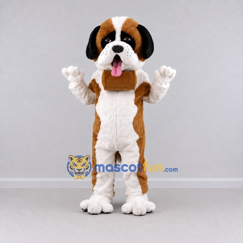 Custom Brown and White Saint Bernard Dog Mascot Costume Adult Full Body Suit for Pet Events Custom Brown and White Saint Bernard Dog Mascot Costume Adult Full Body Suit for Pet Events