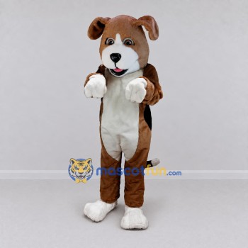 Custom Brown Black and White Dog Mascot Costume Adult Full Body Suit for Pet Events