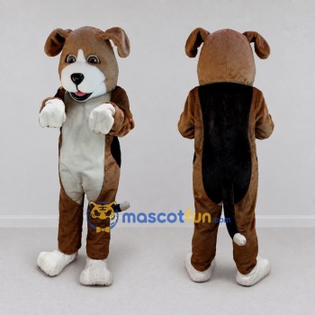 Custom Brown Black and White Dog Mascot Costume Adult Full Body Suit for Pet Events