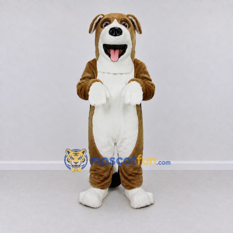 Custom Brown Black and White Dog Mascot Costume Adult Full Body Suit for Pet Events