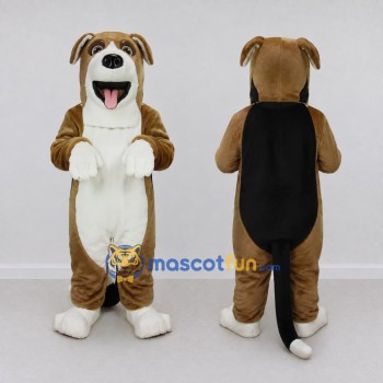 Custom Brown Black and White Dog Mascot Costume Adult Full Body Suit for Pet Events