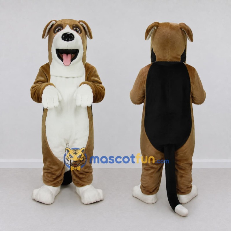 Custom Brown Black and White Dog Mascot Costume Adult Full Body Suit for Pet Events