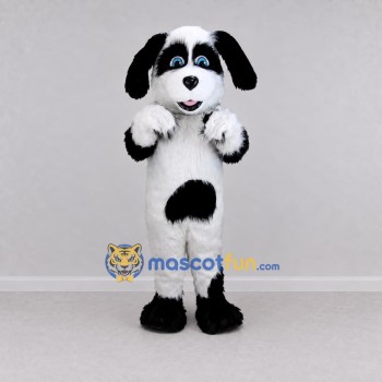 Custom White and Black Dog Mascot Costume Adult Full Body Suit for Pet Events Custom White and Black Dog Mascot Costume Adult Full Body Suit for Pet Events