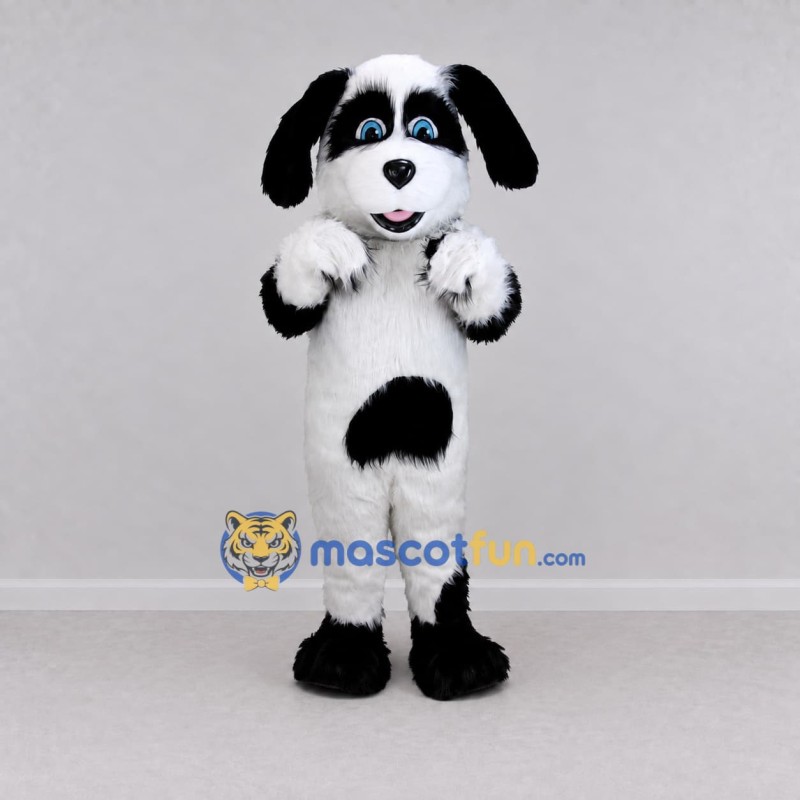 Custom White and Black Dog Mascot Costume Adult Full Body Suit for Pet Events Custom White and Black Dog Mascot Costume Adult Full Body Suit for Pet Events