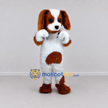 Custom White and Brown Dog Mascot Costume Adult Full Body Suit for Pet Events Custom White and Brown Dog Mascot Costume Adult Full Body Suit for Pet Events
