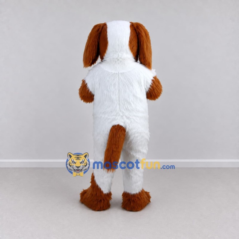 Custom White and Brown Dog Mascot Costume Adult Full Body Suit for Pet Events Custom White and Brown Dog Mascot Costume Adult Full Body Suit for Pet Events