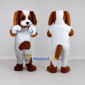 Custom White and Brown Dog Mascot Costume Adult Full Body Suit for Pet Events