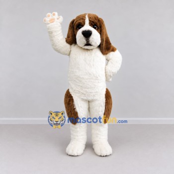 Custom White and Brown Saint Bernard Dog Mascot Costume Adult Full Body Suit for Pet Events Custom White and Brown Saint Bernard Dog Mascot Costume Adult Full Body Suit for Pet Events