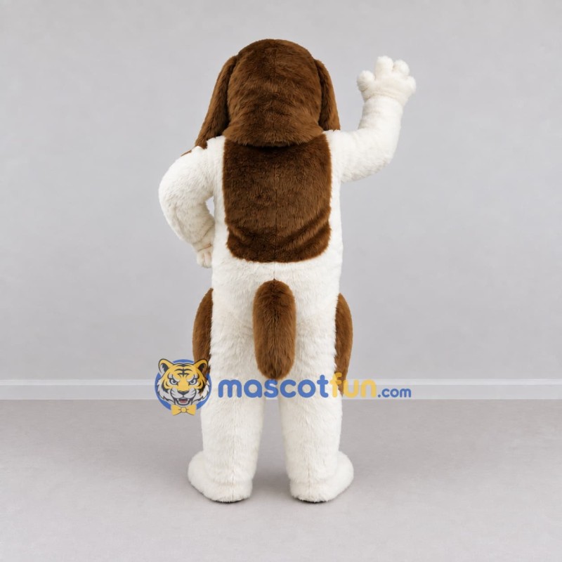 Custom White and Brown Saint Bernard Dog Mascot Costume Adult Full Body Suit for Pet Events Custom White and Brown Saint Bernard Dog Mascot Costume Adult Full Body Suit for Pet Events