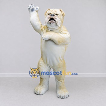 Custom Cream and White Bulldog Mascot Costume Adult Full Body Suit for Pet Events Custom Cream and White Bulldog Mascot Costume Adult Full Body Suit for Pet Events