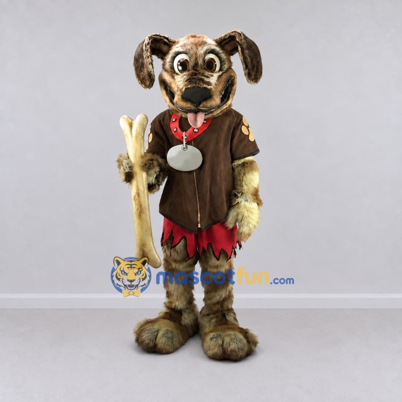 Custom Brown and Red Dog in Ragged Shirt Mascot Costume Adult Full Body Suit for Themed Parties