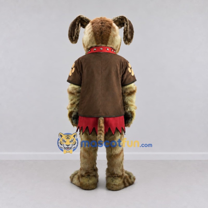 Custom Brown and Red Dog in Ragged Shirt Mascot Costume Adult Full Body Suit for Themed Parties
