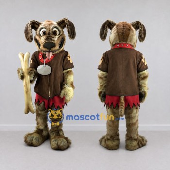 Custom Brown and Red Dog in Ragged Shirt Mascot Costume Adult Full Body Suit for Themed Parties