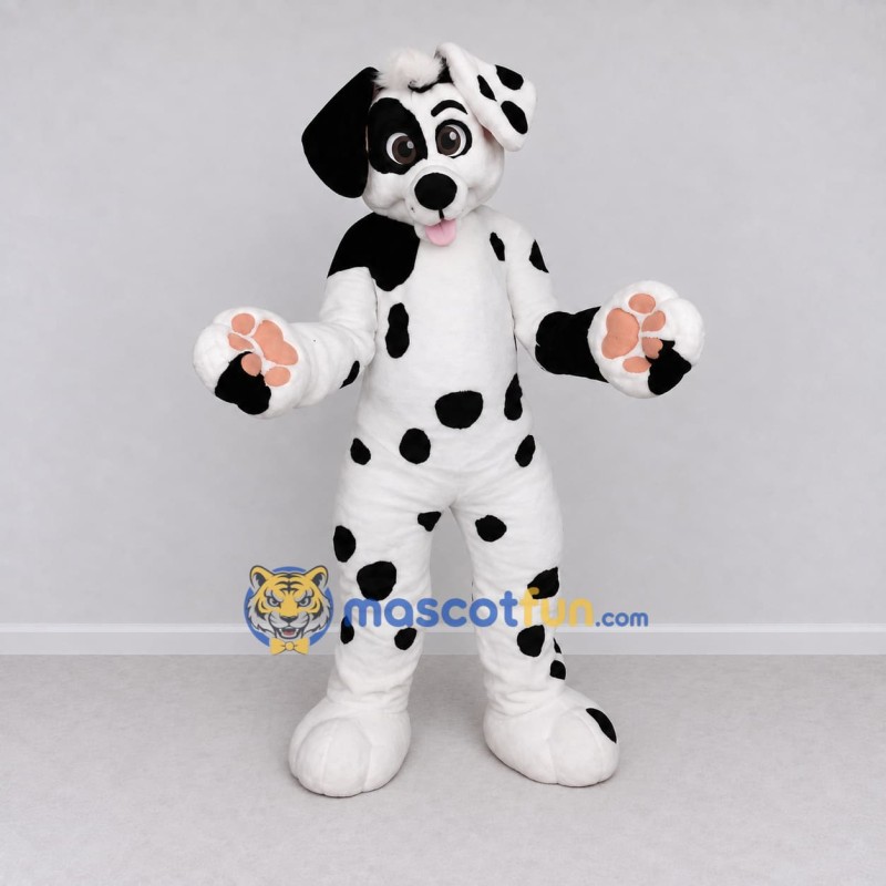 Custom White and Black Dalmatian Dog Mascot Costume Adult Full Body Suit for Pet Events Custom White and Black Dalmatian Dog Mascot Costume Adult Full Body Suit for Pet Events
